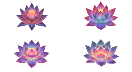 Abstract Lotus Flowers Galaxy Illustration With Pink Purple And Cosmic Sparkles