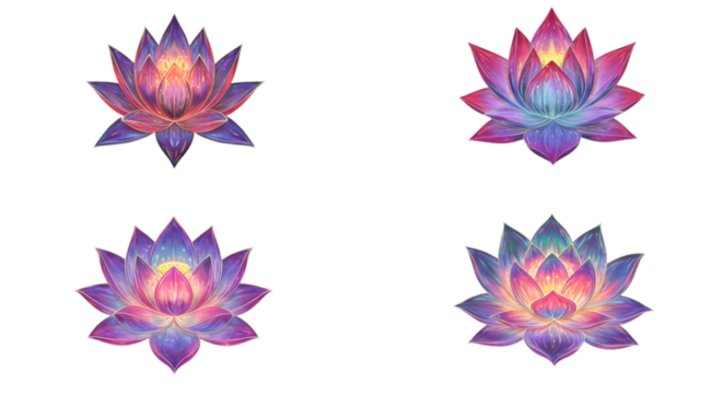 Abstract Lotus Flowers Galaxy Illustration With Pink Purple And Cosmic Sparkles