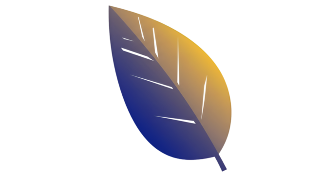 Abstract Illustration Of A Gradient Leaf With Gold And Blue Colors On Transparent Background