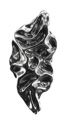 Abstract Shiny Glossy Reflective Metallic Shape Illustration on Transparent Background