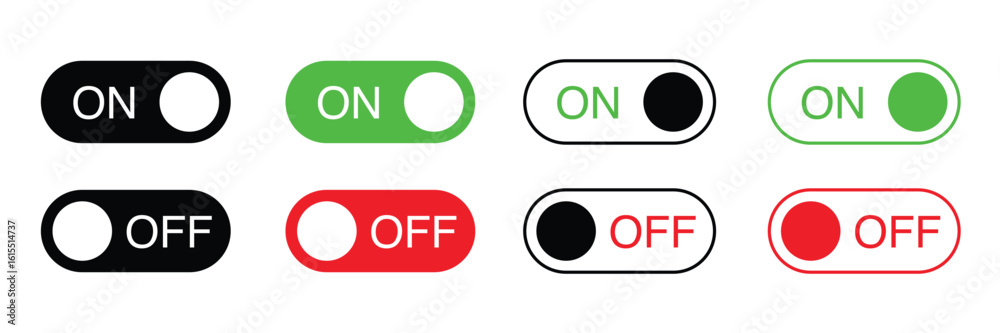 Wall mural on and off toggle switch modern button symbol vector illustration isolated on white background