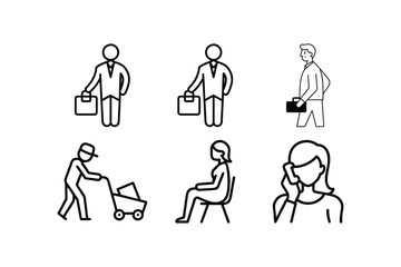 Vector set of businessman for office icons. on white background 