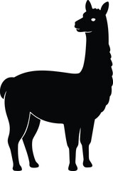 black silhouette a alpaca full body on white backg.eps