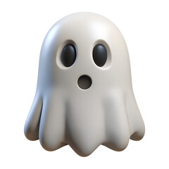 3D Ghost Icon Isolated on Transparent Background - Cute Spooky Character, Halloween Symbol