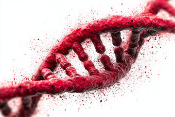 Abstract red DNA strand disintegration