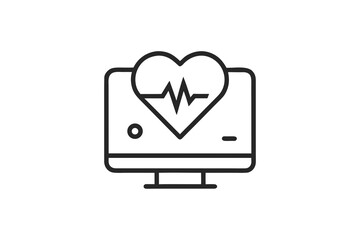Heart Monitor Line Icon Medical Vital Sign Symbol