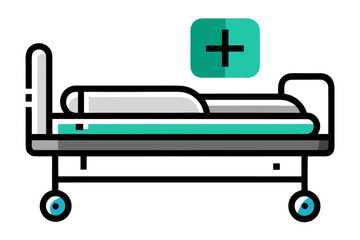 Hospital Bed Patient Icon Medical Equipment Illustration