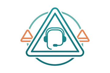 triangle alert phone headset warning communication icon  