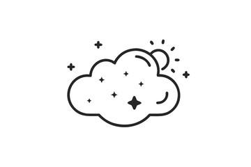 positive thought cloud sparkles happy idea icon  