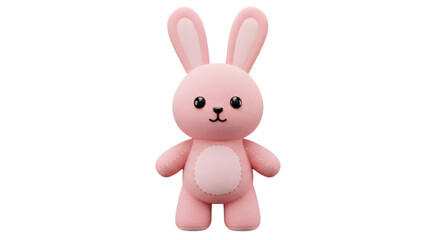 Fototapeta premium Adorable Pink Plush Rabbit Toy Illustration On Transparent Background