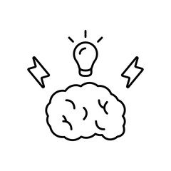 Brainstorming Idea Generation Line Icon: Creative Thinking & Concept Outline