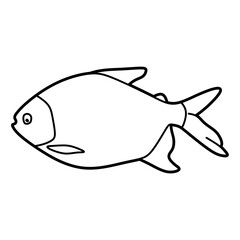 simple left-facing freshwater fish line art vector
