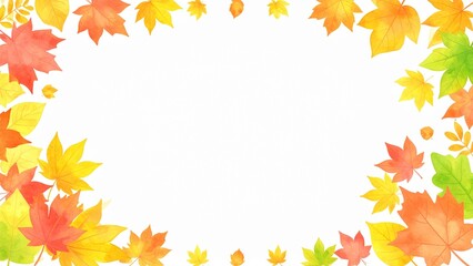 おしゃれな水彩風紅葉の葉の背景素材 16:9サイズ AI生成素材