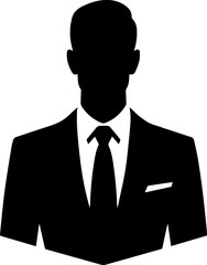 Businessman Silhouette in Suit and Tie Standing Confidently