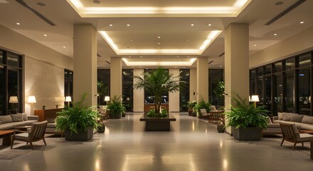 Vista borrosa del corredor con plantas