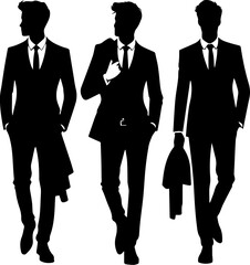 Businessman Silhouette in Suit and Tie Standing Confidently