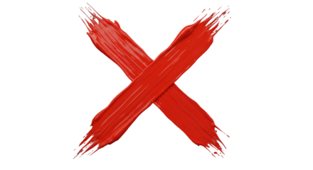 Abstract Red X Brushstroke Isolated On Black Background Art Illustration