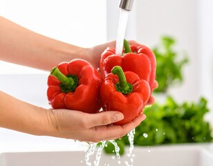 Close-up of finely ground paprika, showcasing its beautiful texture ideal for themes of seasoning, cooking, and gourmet ingredients. Paprika in white background, washing and cutting paprika 