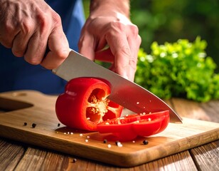 Close-up of finely ground paprika, showcasing its beautiful texture ideal for themes of seasoning, cooking, and gourmet ingredients. Paprika in white background, washing and cutting paprika 