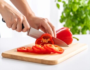 Close-up of finely ground paprika, showcasing its beautiful texture ideal for themes of seasoning, cooking, and gourmet ingredients. Paprika in white background, washing and cutting paprika 