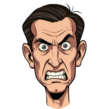 Angry Man Portrait Illustration On Transparent Background Character Face