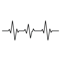 Simple black and white ekg or heartbeat medical graphic on plain white background
