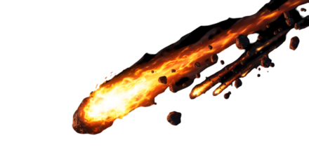 Burning Meteor Illustration With Orange Fire And Black Transparent Background