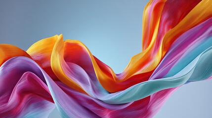 Fototapeta premium Vibrant colorful fabric waves, abstract flowing silk, dynamic background for design stock photo