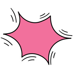 Hand-drawn cartoon pink empty speech bubble on a white background.