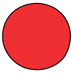 Hand-drawn cartoon red circle on a white background.
