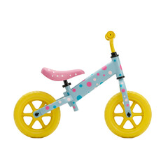 Blue Bike Toy Illustration With Yellow Wheels Pink Seat Isolated Background