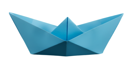 Blue Paper Boat Illustration On Black Isolated Background