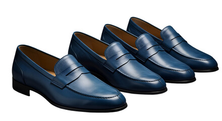 Blue Leather Loafers Shoes Isolated on Transparent Background Photo