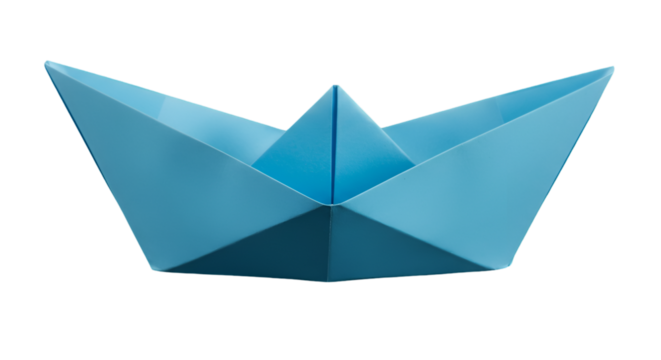 Blue Paper Boat Illustration On Black Isolated Background - Powered by Adobe