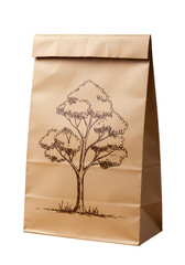 Brown Paper Bag Illustration Of A Tree Isolated Background Eco-Friendly Design