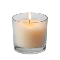 Burning Candle In Glass Illustrative With Transparent Isolated Background