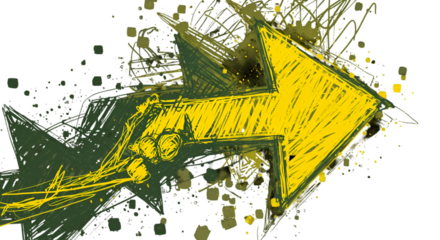 Abstract Yellow Arrow Illustration On Black Background Direction Symbol