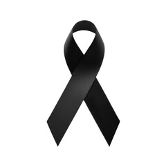 Black Ribbon Illustration Isolated on Transparent Background Mourning Symbol