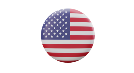 American Flag Circle Badge Graphic Illustration Against Transparent Background