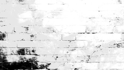Distressed grunge brick wall texture in black and white