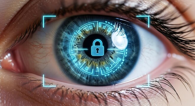 Luminous Digital Lock on a Blue Eye: Biometric Security Authentication