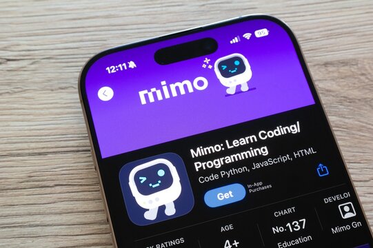 Apple app store with Mimo Learn Coding Programming mobile application to program