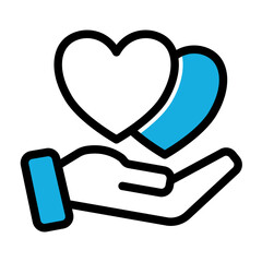 Charity Love Donation Icon from Business Opportunity Collection (Outline Color Lineal Style)