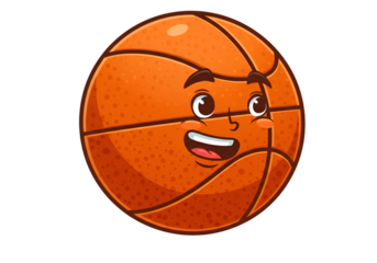 Cartoon Basketball Character Smiling Happily Isolated On Transparent Background