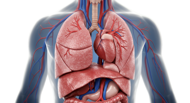 Anatomy Illustration of Human Internal Organs on Transparent Background