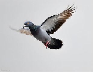 Fototapeta premium Flying Pigeon on Clean Background