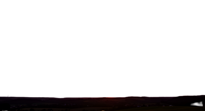 Evening Dusk Landscape Photo With Orange And Black Sky Horizon View