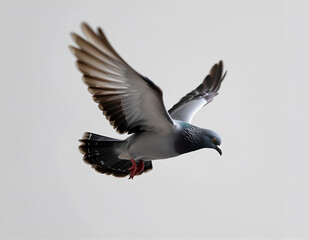 Flying Pigeon on Clean Background