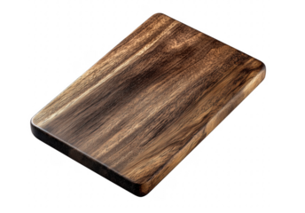 Close up shot of a beautiful wooden cutting board with natural grain texture transparent background