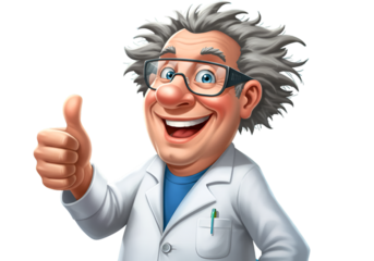 Cartoon Illustration Of A Happy Scientist Giving A Thumbs Up Gesture
